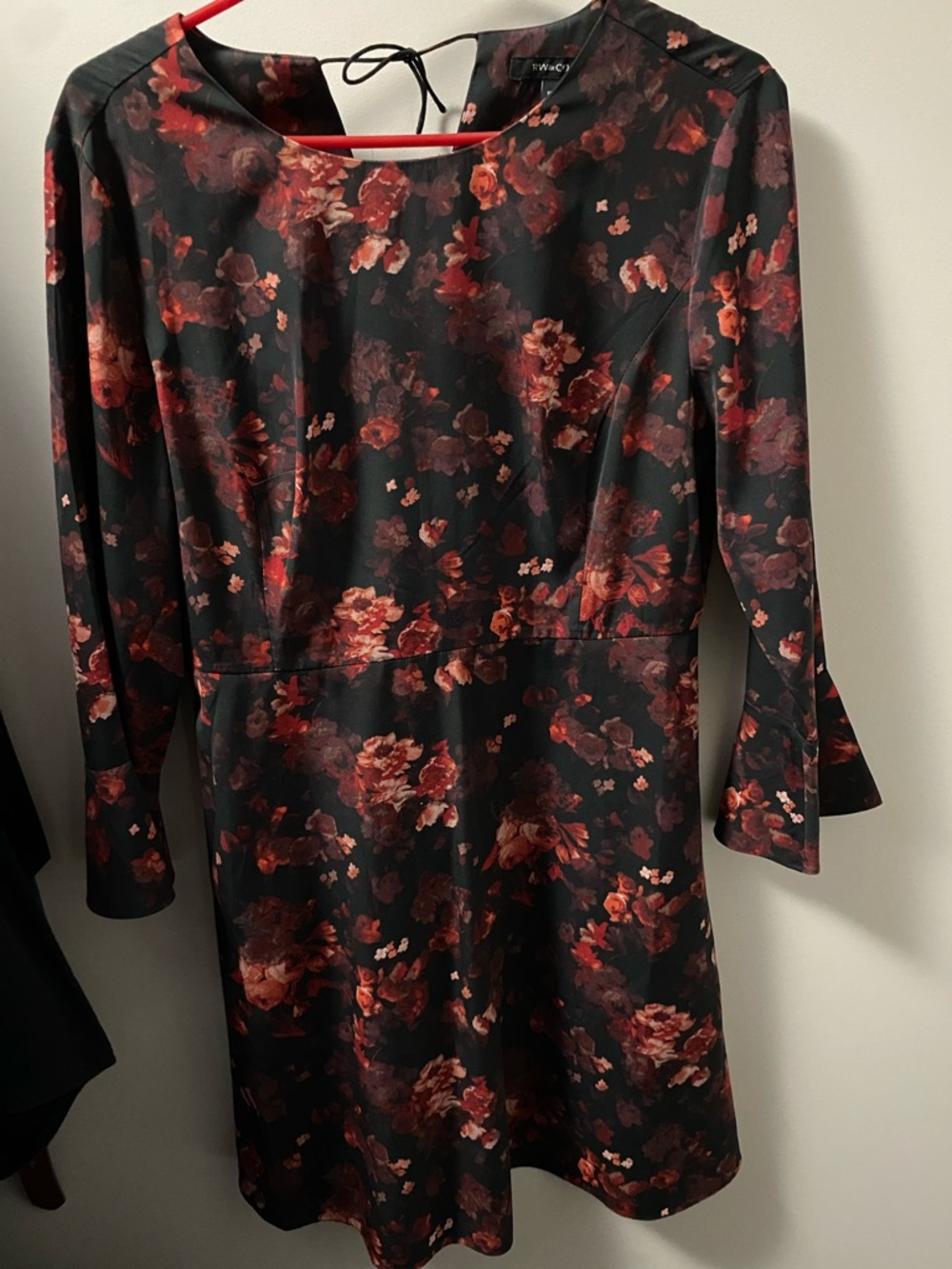 RW&CO. Black Dress with Red Floral Print